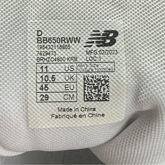Men’s New Balance 650 Triple White Size 9.5 BB650RWW  New - Picture 9 of 9
